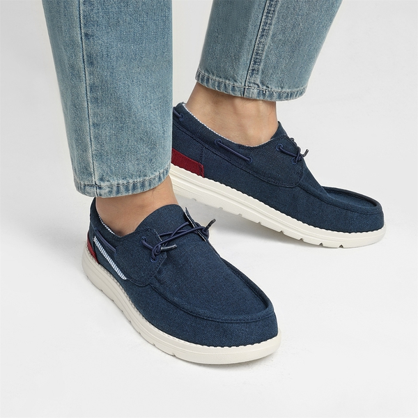 Minimalist Men's Slip On  Canvas Loafers - NAVY - 1